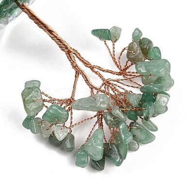 Natural Green Aventurine Chips Tree of Life Decorations DJEW-B013-01A-1