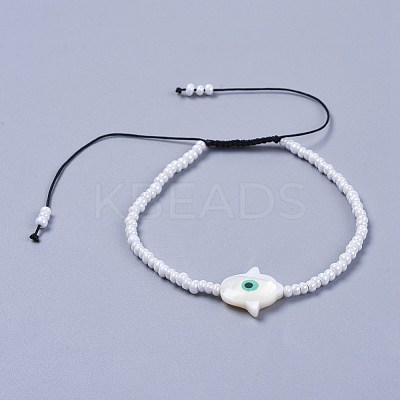 Adjustable Nylon Thread Braided Beads Bracelets BJEW-JB04370-1
