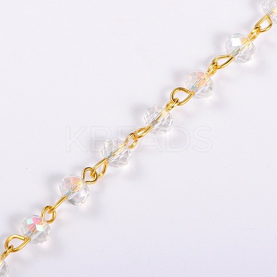 Handmade Rondelle Glass Beads Chains for Necklaces Bracelets Making AJEW-JB00037-04-1
