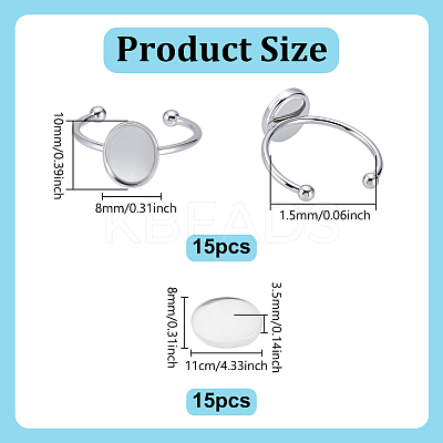 DIY Oval Cuff Ring Kits DIY-UN0008-14P-1