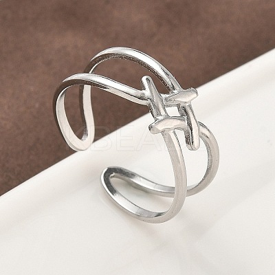 304 Stainless Steel Open Cuff Rings for Women RJEW-A079-04B-P-1
