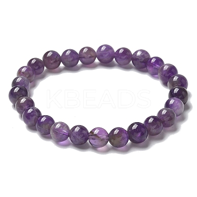 Natural Amethyst Bead Stretch Bracelets BJEW-K212-B-034-1
