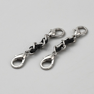 Black PU Leather Alloy Crub Chain Purse Strap Extenders for Purse Making FIND-WH20026-019A-1