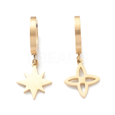3 Pair 3 Style Star & Clover & Snake & Infinity Ion Plating(IP) 304 Stainless Steel Asymmetrical Earrings EJEW-B020-14G-1
