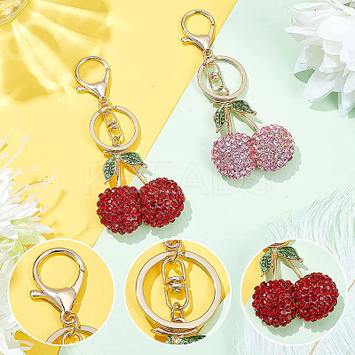 2Pcs 2 Colors Zinc Alloy Rhinestone Keychain KEYC-BC0001-13-1
