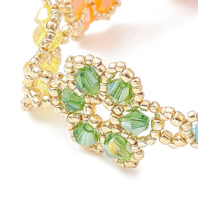 TOHO Japanese Seed Beaded Flower Link Chain Bracelet BJEW-MZ00040-1