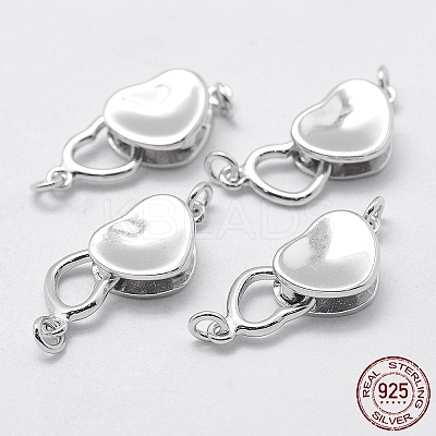 Anti-Tarnish Rhodium Plated 925 Sterling Silver Box Clasps STER-F037-073P-1