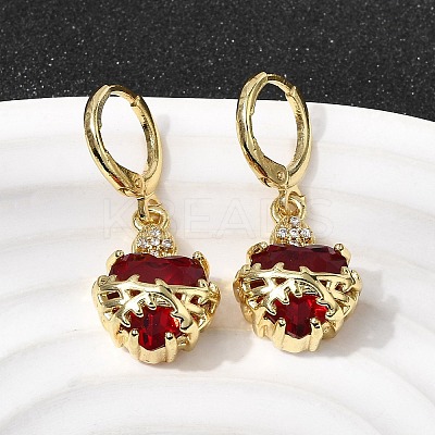 Heart Brass Brass Micro Pave Cubic Zirconia Hoop Earrings EJEW-P333-10A-G-1