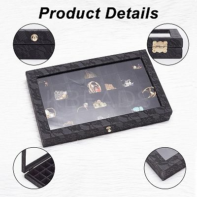 28 Grids Printed Imitation Leather Jewelry Tray Organizer Boxes MRMJ-WH0077-086-1
