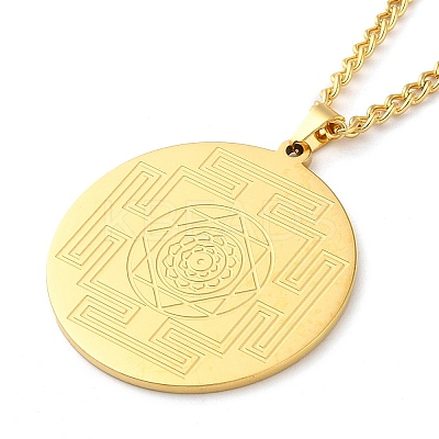 304 Stainless Steel Curb Chain Pendant Necklaces NJEW-H034-01G-1