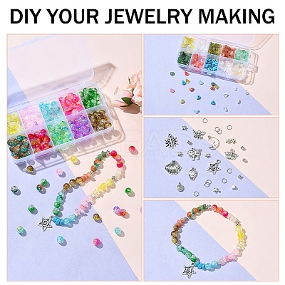 DIY Mixed Shapes Acrylic Beads & Alloy Pendants Bracelet Making Kits DIY-YW0010-99-1