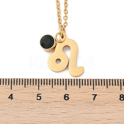 304 Stainless Steel Glass Drill Birth Stone Constellation Pendant Necklaces LS-STAS-D305-08G-E-1