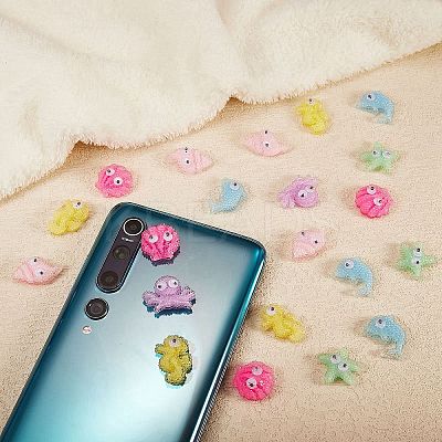22Pcs 6 Style Oceanic Animal Resin Cabochons CRES-SZ0001-23-1