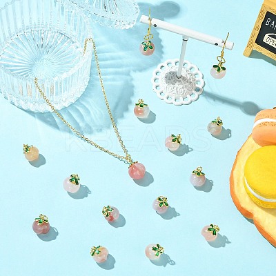10Pcs 2 Styles Natural Agate Peach Charms KK-CJ0003-24-1