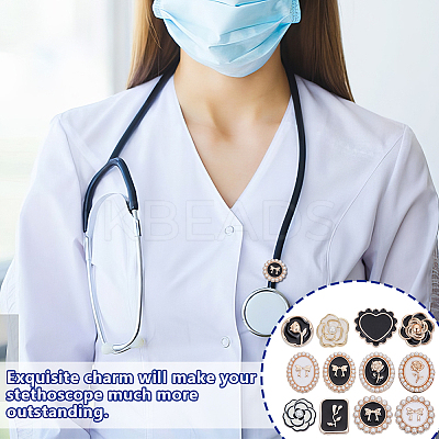 12Pcs Resin Enamel Stethoscope Pendant Decorations HJEW-OC00217-1