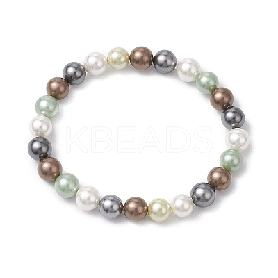 Shell Pearl Beads Stretch Bracelets For Women BJEW-JB11340-1