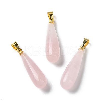 Natural Rose Quartz Teardrop Pendants G-Q005-03G-08-1