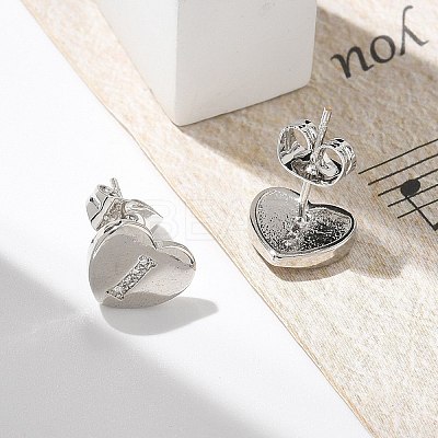 Rack Plating Brass Micro Pave Clear Cubic Zirconia Stud Earrings EJEW-K299-01P-I-1