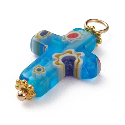 Handmade Millefiori Glass Pendants PALLOY-JF00577-1
