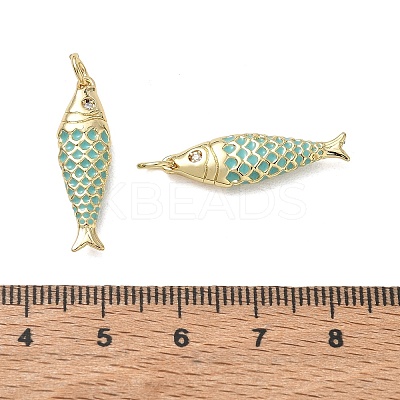 Brass Micro Pave Clear Cubic Zirconia Pendants KK-G522-43G-04A-1