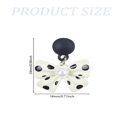 1 Pair Bowknot Alloy Enamel Stud Dangle Earrings EJEW-LP0007-080C-1