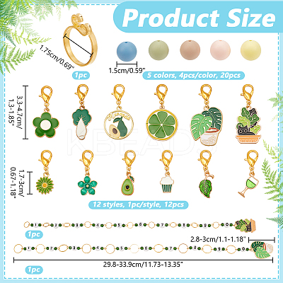 Green Plants Theme DIY Knitting Tool Sets HJEW-NB00149-1