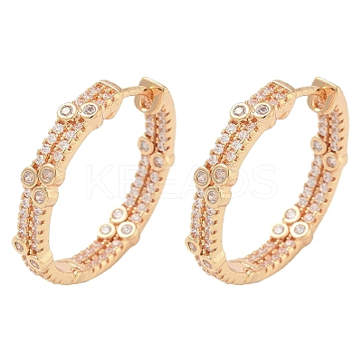 Rack Plating Brass Clear Cubic Zirconia Hoop Earrings EJEW-M090-01G-05-1