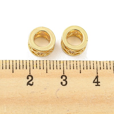 Brass Micro Pave Cubic Zirconia European Beads KK-H452-03G-1