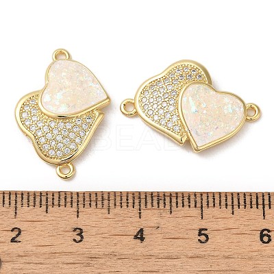 Rack Plating Brass Micro Pave Clear Cubic Zirconia Connector Charms KK-P268-20G-02-1