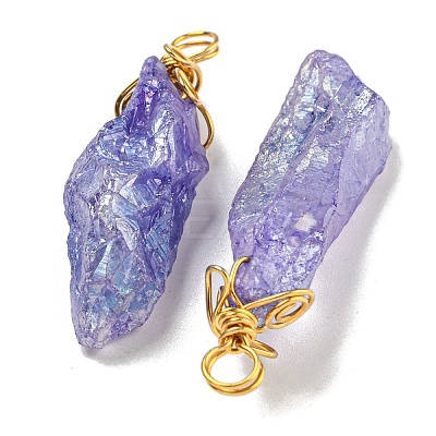 Electroplated Raw Rough Natural Quartz Crystal Big Pendants G-A229-02G-1