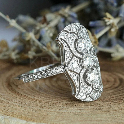 Retro Brass & Cubic Zirconia Finger Rings FS-WGF6FC6-01-1