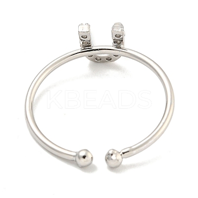 Rack Plating Brass Open Cuff Rings for Women RJEW-F162-02P-U-1