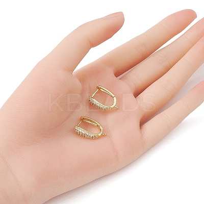 Brass Micro Pave Clear Cubic Zirconia Hoop Earring Findings ZIRC-YW0001-07G-1
