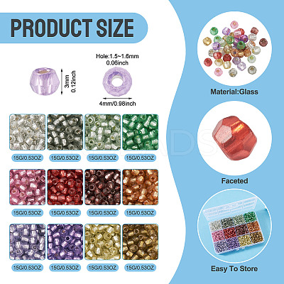 180G 12 Colors Silver Lined Glass Seed Beads SEED-TA0001-73-1