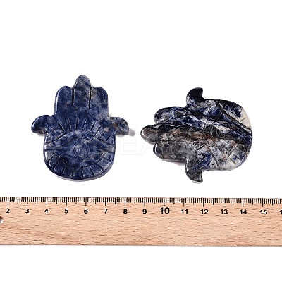 Natural Sodalite Hamsa Hand with Eye Figurines DJEW-N003-04C-1