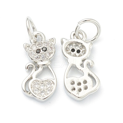Brass Clear Cubic Zirconia Charms ZIRC-B010-04P-1