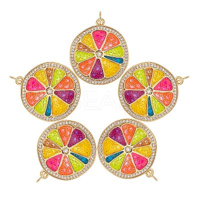 5Pcs Eco-Friendly Brass Micro Pave Cubic Zirconia with Enamel Pendants KK-SZ0005-71-1