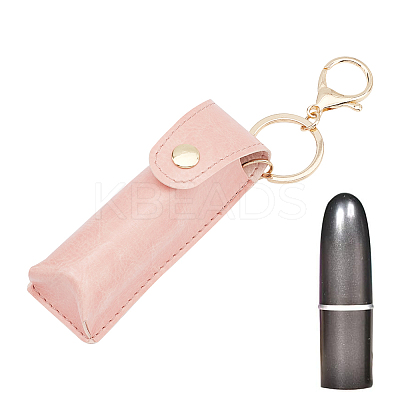 Portable Imitation Leather Lipstick Keychain Holder KEYC-WH0029-56B-1