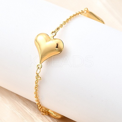 304 Stainless Steel Link Bracelets for Women BJEW-P354-01A-G-1