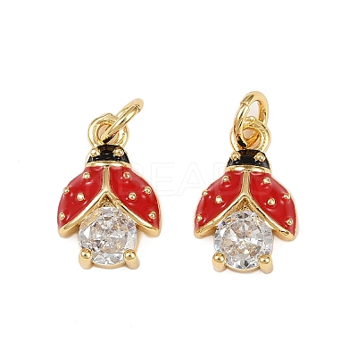 Brass Micro Pave Cubic Zirconia Pendants KK-C095-08B-G-1