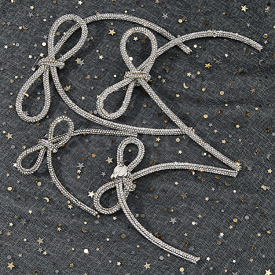4 Styles Rhinestone with Platinum Iron Brooches for Backpack Clothes JEWB-FH0001-59-1