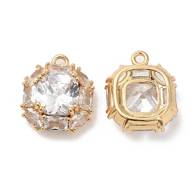 Brass with Glass Charms KK-B074-27G-1