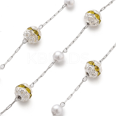 Handmade ABS Imitation Pearl & Rhinestone Round Chains CHS-L028-03P-01-1