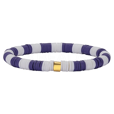 Polymer Clay Heishi Surfer Stretch Bracelet with 304 Stainless Steel Beaded BJEW-SW00111-04-1