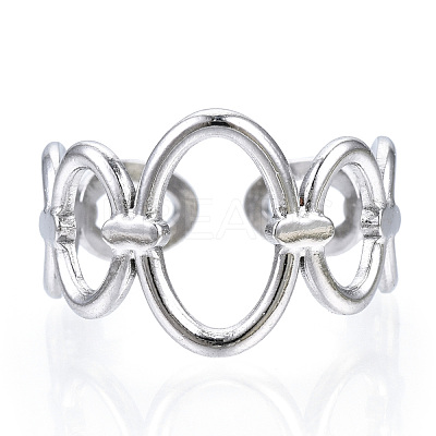 Non-Tarnish 304 Stainless Steel Oval Open Cuff Ring RJEW-N040-08-1