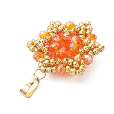Pearl Luster Plated Glass Pendants PALLOY-MZ01312-01-1
