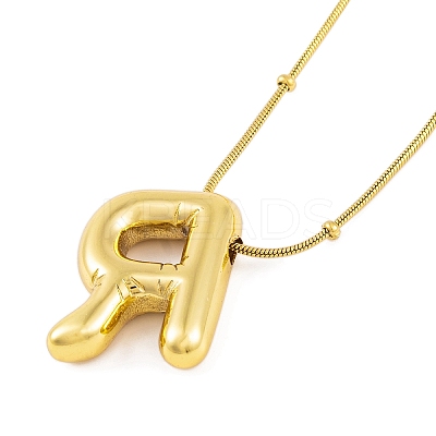 Ion Plating(IP) Initial Letter 304 Stainless Steel Pendant Necklace NJEW-R265-05G-R-1