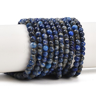 Natural Lapis Lazuli Round Beads Strands G-I181-09-4mm-1