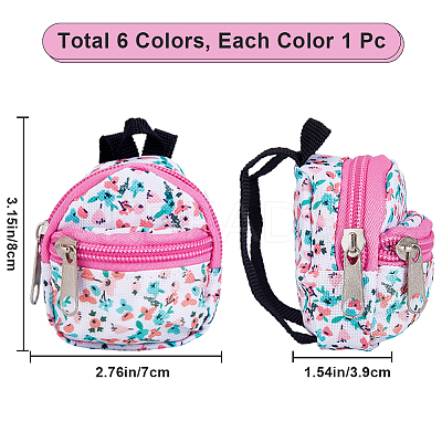 6Pcs 6 Colors Casual Mini Cloth Doll Backpack AJEW-GF0008-36B-1