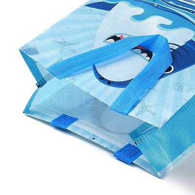 Cartoon Printed Shark Non-Woven Reusable Folding Gift Bags with Handle ABAG-F009-D02-1